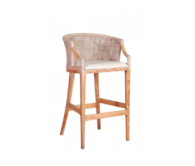 white wash rattan barstool with wooden legs villa collection