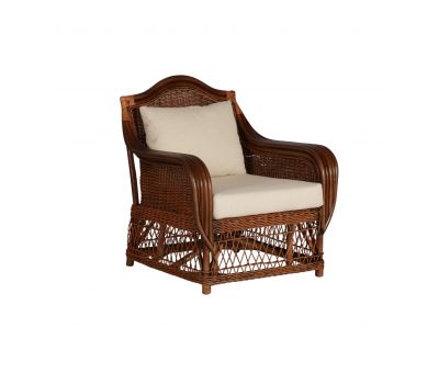 Block and chisel cane armchair with back and seat cushions 