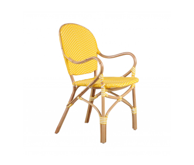 Yellow and white parisian french cafe armchair
