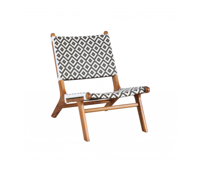 Trebah lazy chair with african style black and white ikat pattern