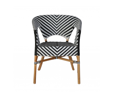 Striped rattan armchair uncovered outdoor