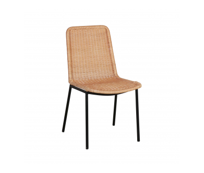 Rattan dining chair with metal legs