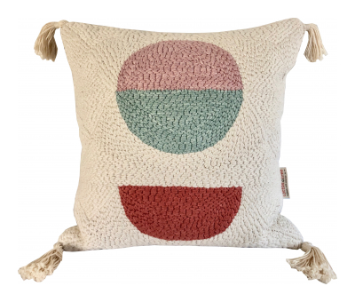 punch needle scatter cushion with tassels 