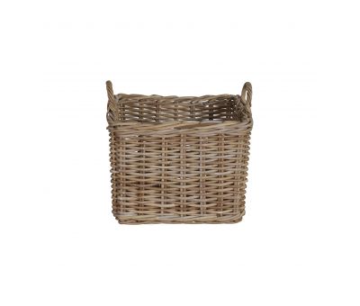 Square rattan storage basket with handles
