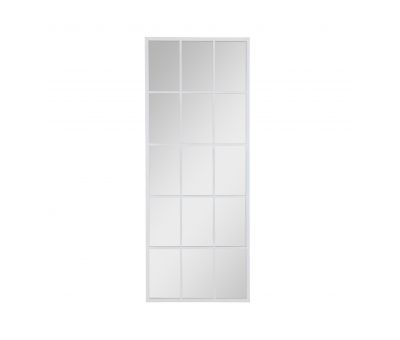 White metal framed window pane mirror