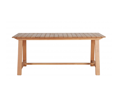 Natural teak dining table with slatted top