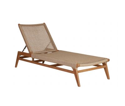 Adjustable sun lounger in teak resort collection