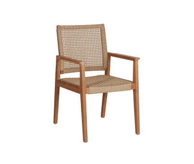 Outdoor chair teak frame with synthetic weave