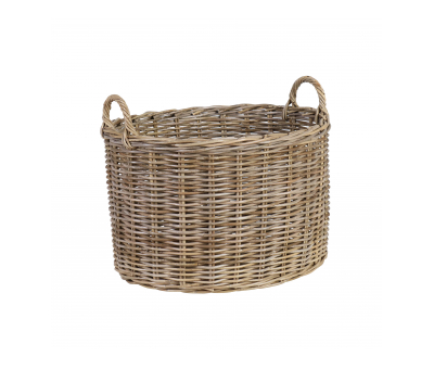oval kubu rattan basket with handles