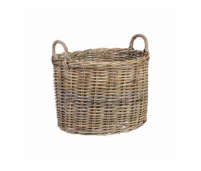 kubu rattan oval basket with handles