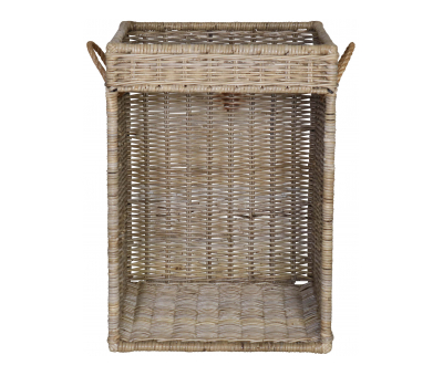 Block & Chisel square kubu rattan side table basket with handles
