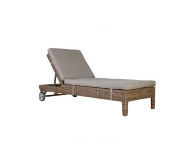 Block & Chisel synthetic rattan outdoor lounger with cushion