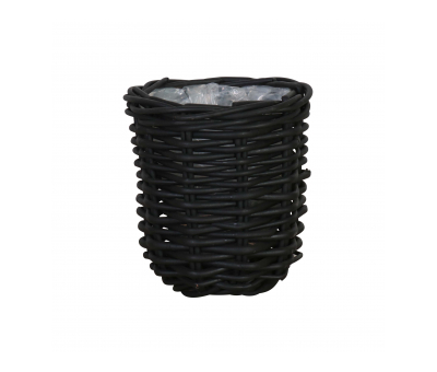 thick weave black basket with plastic lining 
