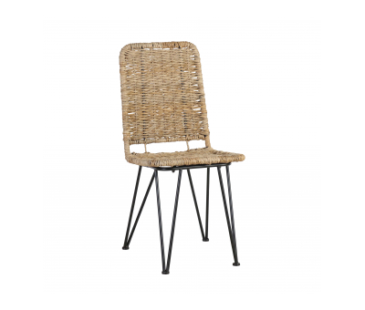 natural wicker dining chair with metal legs