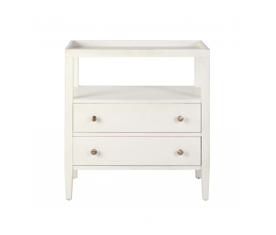 white 2 drawer bedside with top shelf