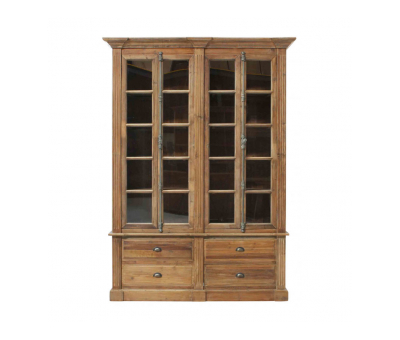 Block & Chisel recycled pine bookcase with glass doors