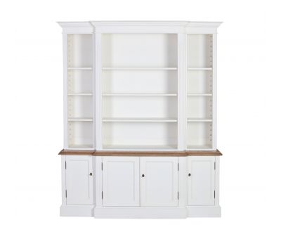 Ecs breakfront bookcase in antique white and weathered oak