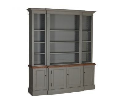 ECS breakfront bookcase in Biscuit and weathered oak 