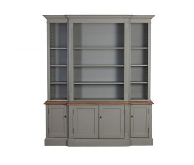 ECS breakfront bookcase in Biscuit and weathered oak 