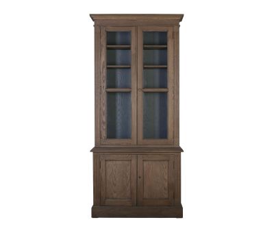 Block & Chisel solid railway oak single bookcase with glass front