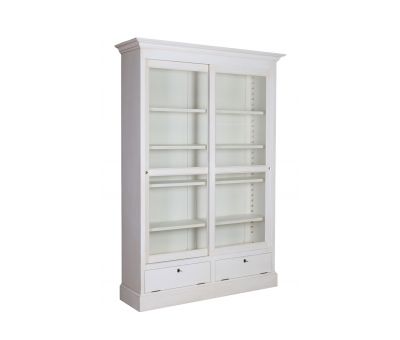 antique white sliding door bookcase 