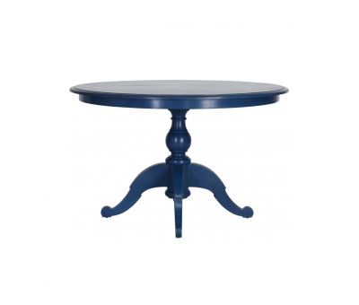 Block & Chisel round weathered oak table with blue lacquer