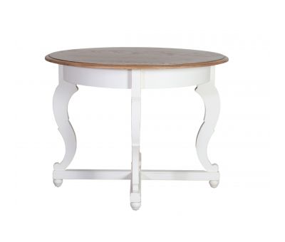 Montpellier Round Table in antique white base and weathered oak top