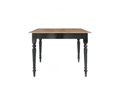 Block & Chisel square antique weathered oak dining table with black finish