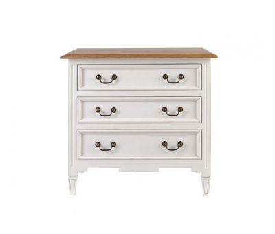 FPS 3 drawer bedside pedestal in antique white and weathered oak finish.