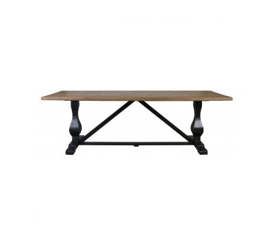 Block & Chisel rectangular dining table with vintage oak top and matt black base