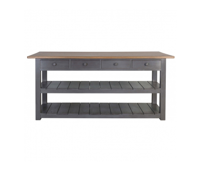 Block & Chisel kitchen island with weathered oak top and grey base