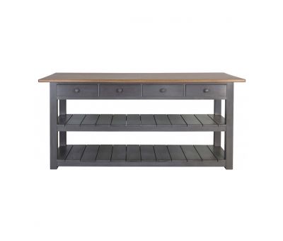 Block & Chisel kitchen island with weathered oak top and grey base