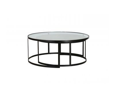 Lunar nesting tables glass and wood tops