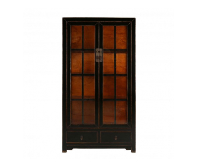 Block & Chisel black wooden cabinet with glass doors