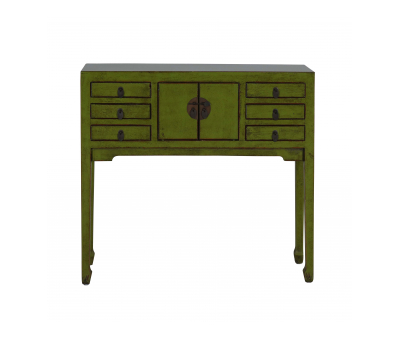 olive green lacquered console