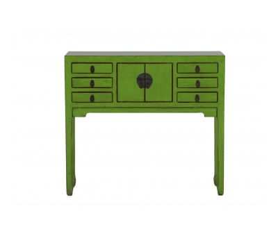 Lime lacquered asian inspired console