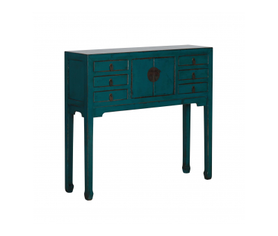 Teal lacquered console table