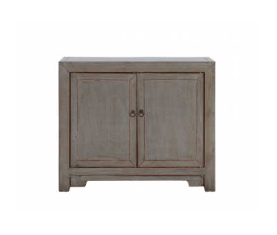 grey lacquered Chinese cabinet 2 doors