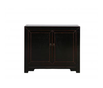 Black lacquered Chinese cabinet 2 doors