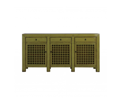 Green chinese sideboard with lattice detail doors
