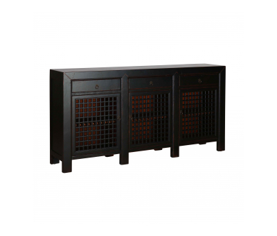 Black chinese sideboard with lattice doors and drawers