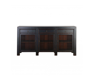 Black chinese sideboard with lattice doors and drawers