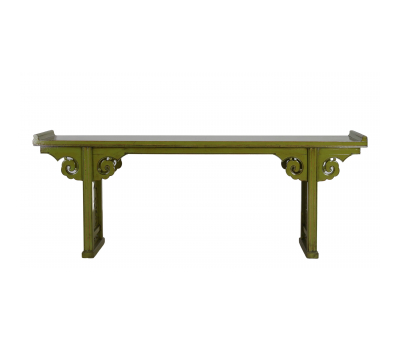 Olive green lacquered console with carving detail Indochine collection 
