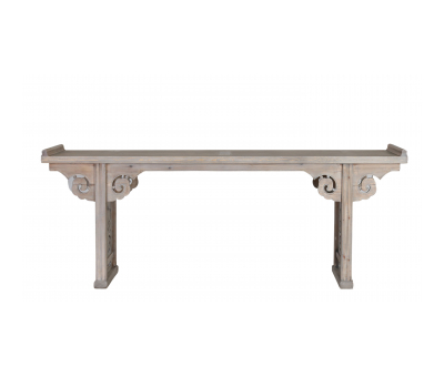 natural finish console with carving detail Indochine collection 
