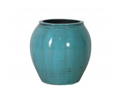 turquoise lacquered asian inspired pot