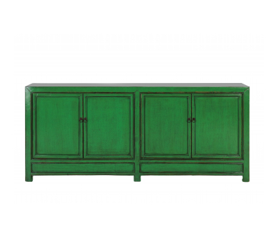 Green lacquered sideboard with 4 doors