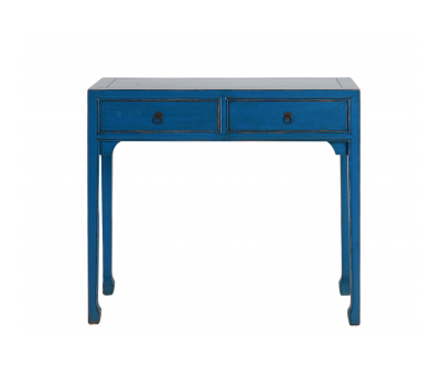 blue lacquered 2 drawer console