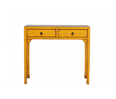 yellow lacquered console with drawers