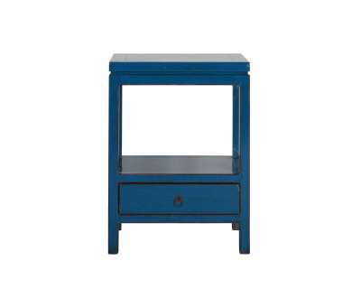 blue lacquered bedside with 1 drawer