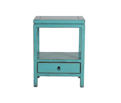 Indochine bedside table with one drawer and open shelf